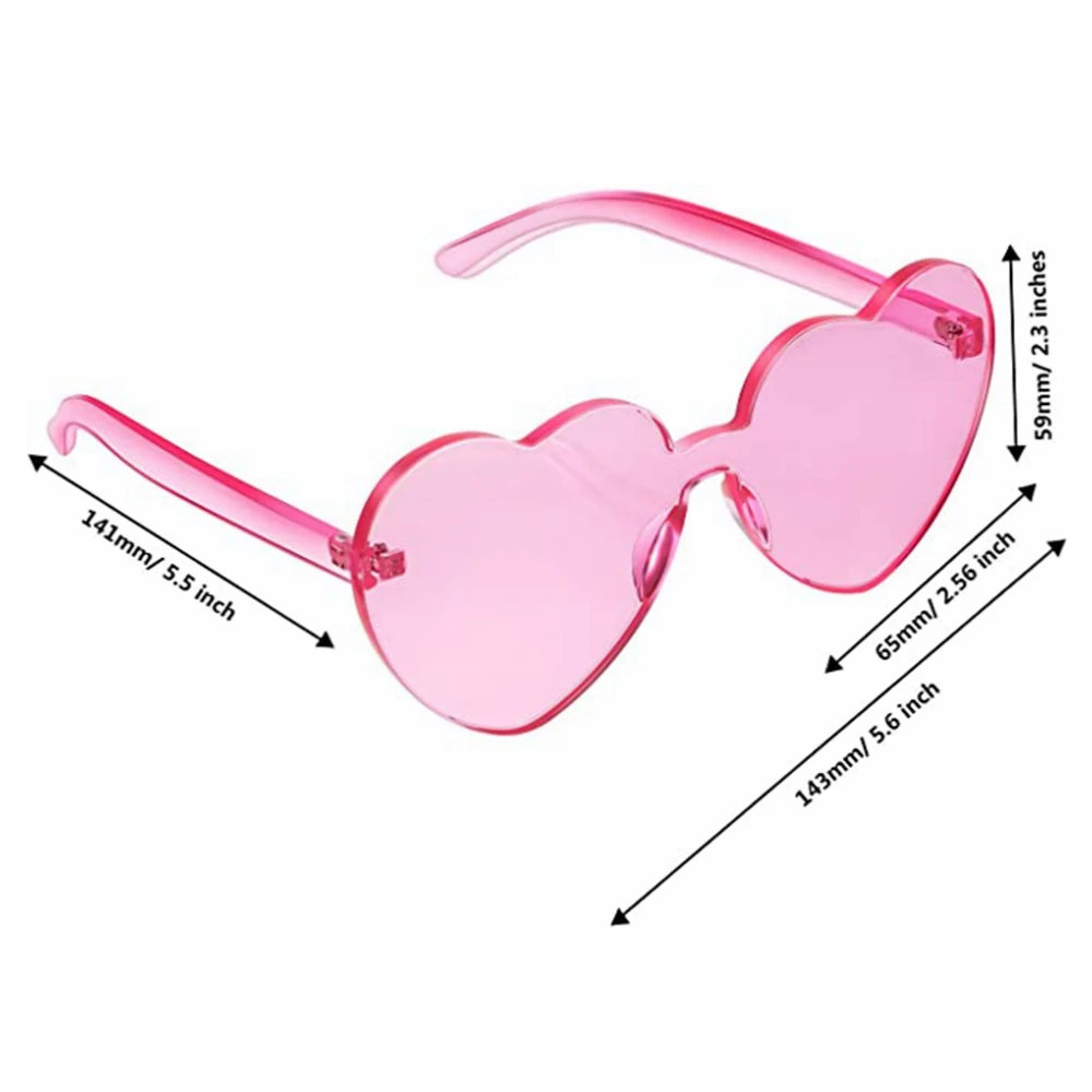 Wholesale uv400 Pink/mix Heart Shape Sunglasses Transparent Candy Color Glasses for Party Cosplay
