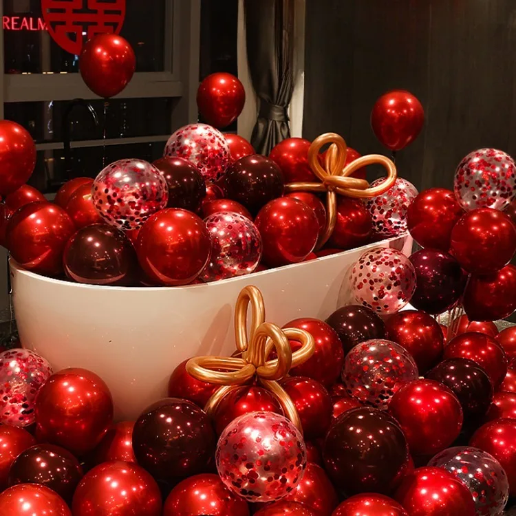 10 Inch Latex Balloons Banner Chinese Style Wedding Party Decor for Bedroom Decor