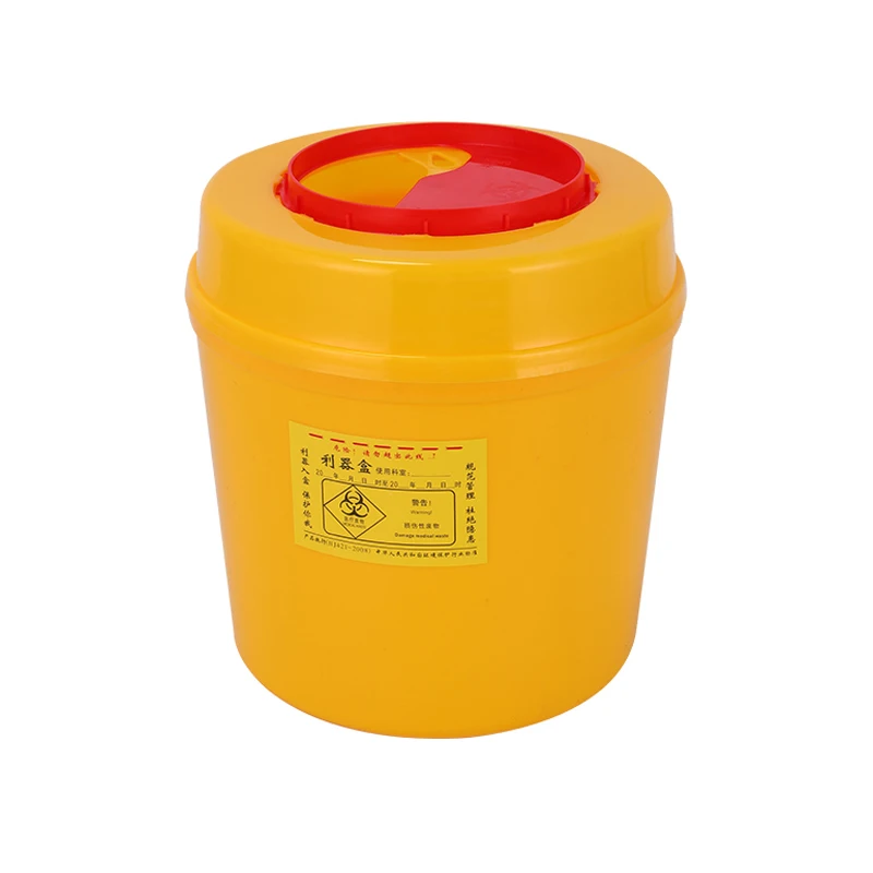 Yellow 1qt sharp plastic container disposable medical tools 8l waste box for sale