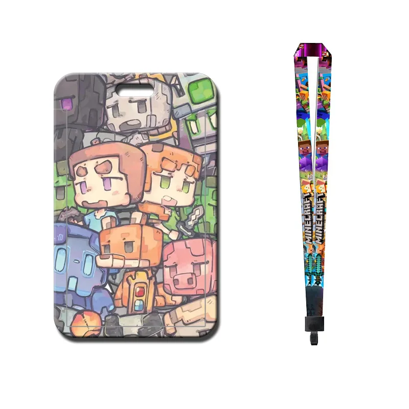 Minecrafted Neck Lanyard with Retractable Reel ID Badge Holder for Card Cartoon Lanyards Minecrafted Office Keychains