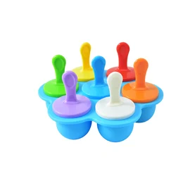 Wholesale 7 Holes Silicone Mini Ice Pops Mold Ice Cream Ball Lolly Maker Popsicle Molds Baby Diy Food Fruit Shake Ice Cream Mold