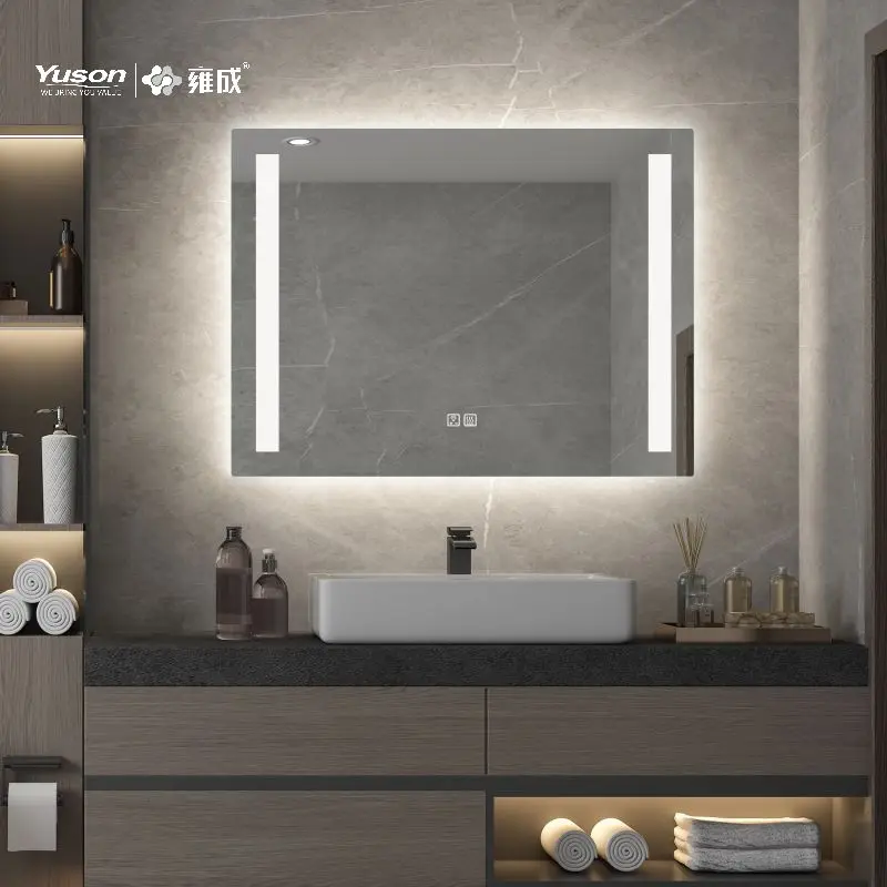 YUSON YS57101F Square LED Mirror with Screen Touch Switch and Anti-fog Function Aluminum Frame 5mm Thickness Non-Copper Mirror