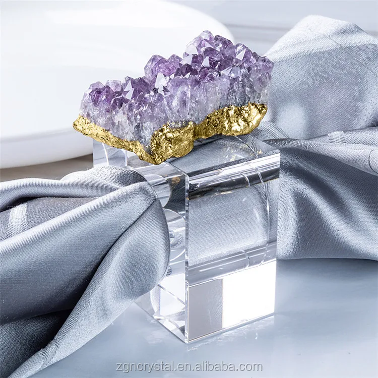 Уникальные Акриловые Кольца для салфеток в этническом стиле с аметистом для украшения свадебного стола