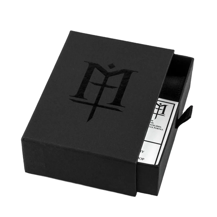 Luxury Drawer Box Matte Black Wallet Packaging Box Supplier in China
