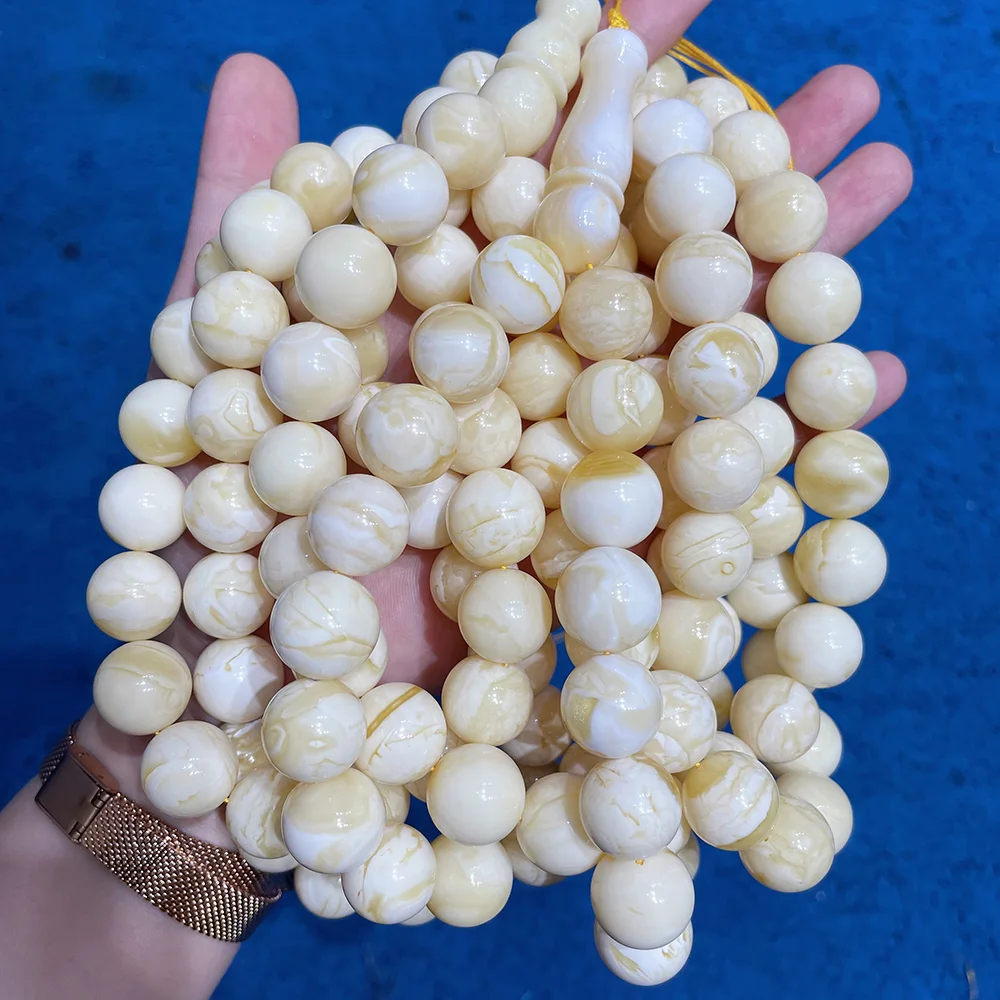 15+mm Highest Quality White Tiger Eye Amber Beads Baltic Amber Gemstone Beads and Muslim Prayer Beads Tasbih
