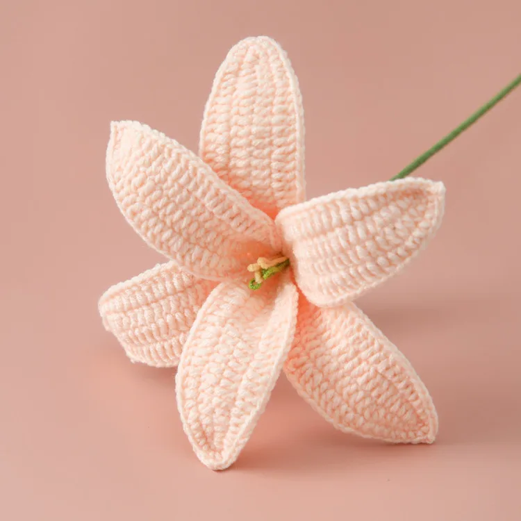 home decoration artificial flowers wool knitted lily crochet flower applique