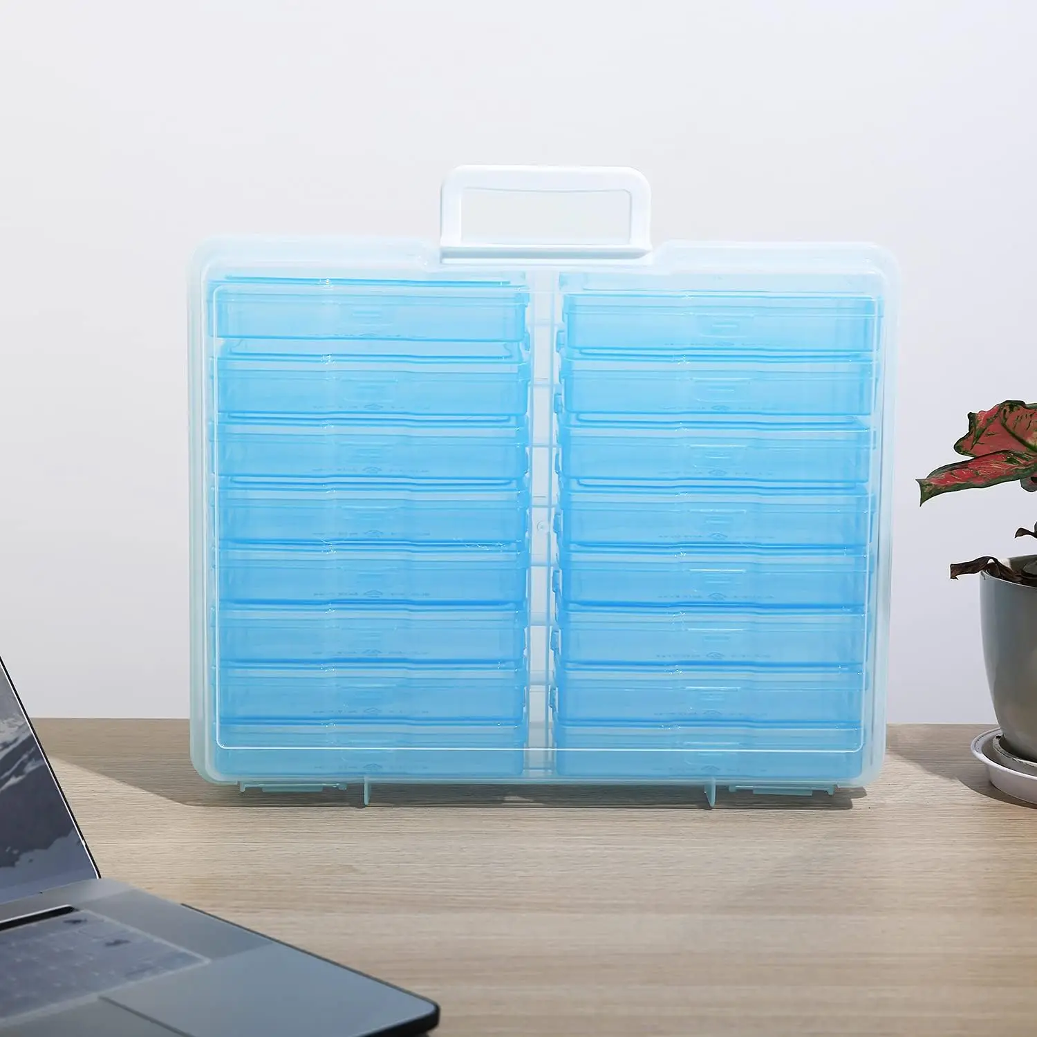 Merryart 4pcs plastic cube storage bin picture container store storage bins keeper photo box storage containers