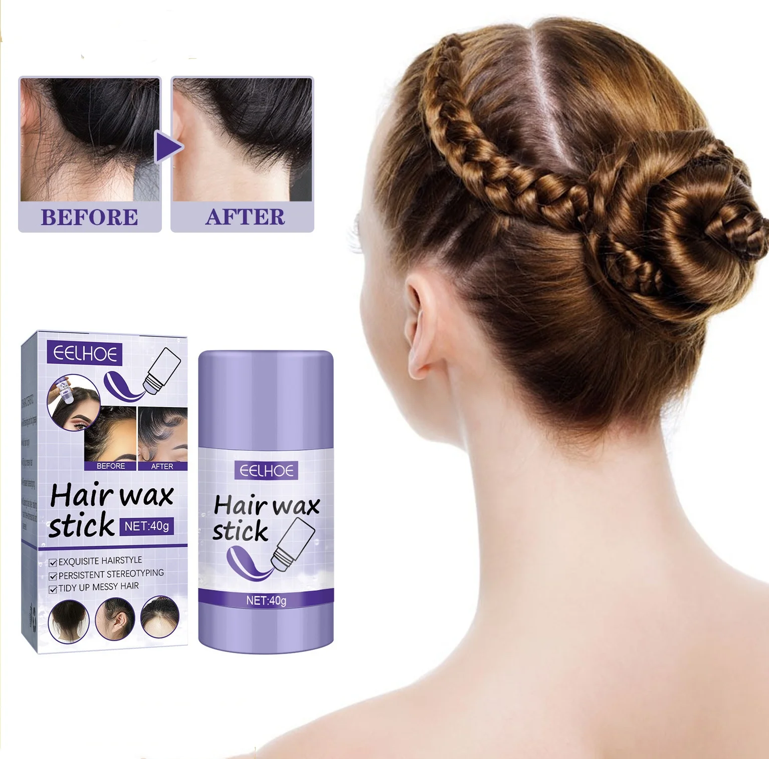 Wholesale custom own brand styling broken hair finishing smooth hair wax stick
