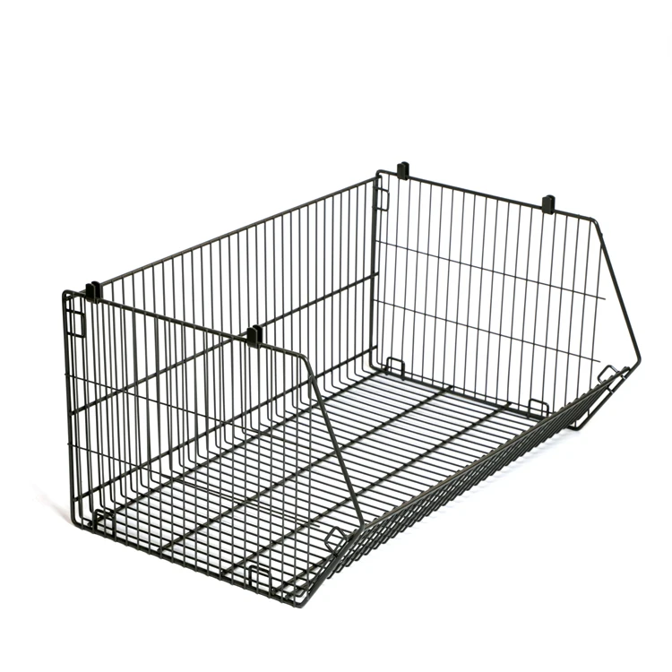 
Sturdy structure black metal stackable basket with seperated space 