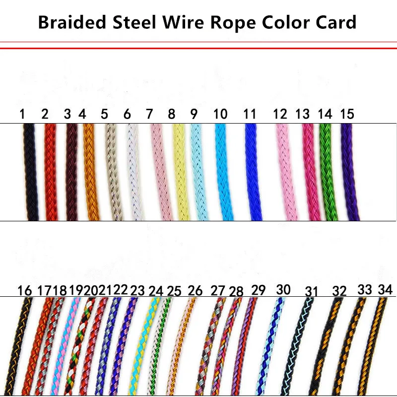 1.5-5m Black Red Steel Wire Cable Cord Braided Metal Steel Wire Rope For DIY Charm Bracelet Jewelry Making Accessories