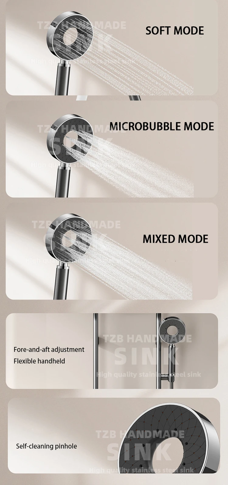 Rotary Top Spray Hot Cold Water Wall-mounted Mixer Shower Faucet 3 in 1 Room Bathroom Showers Set With Water Fall