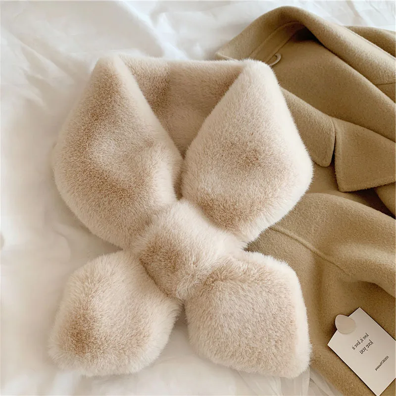 New arrival women faux fur scarves fashion plush scarf hot sale winter scarf for women