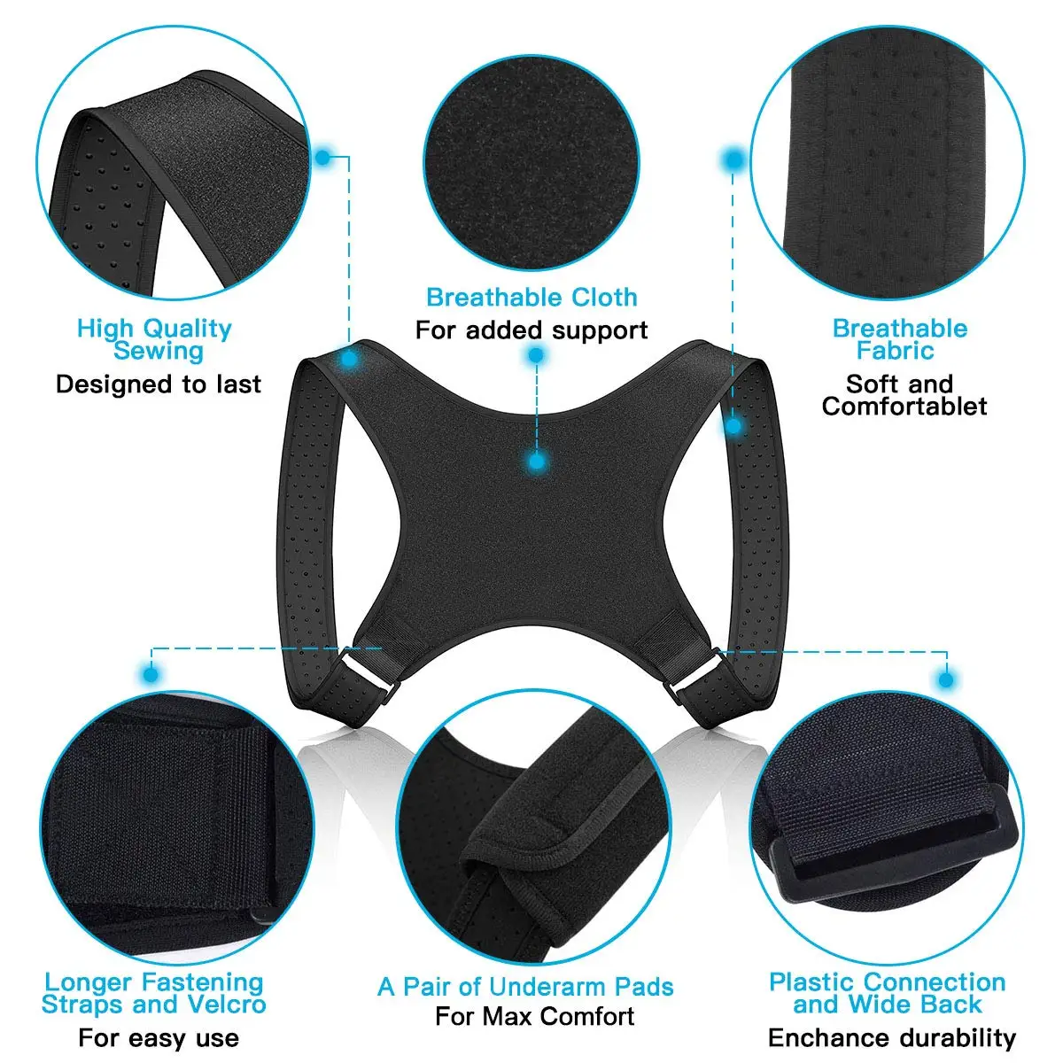 Wholesale Custom Logo Posture Correction Back Straightener Adjustable Upper Back Support Brace Posture Corrector