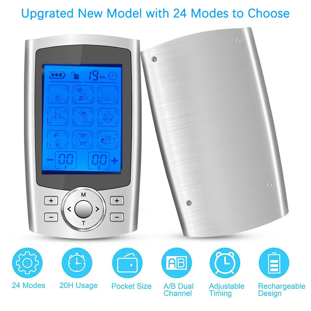 New product 24 modes tens ems physiotherapy pulse acupuncture body massager patch muscle massage instrument