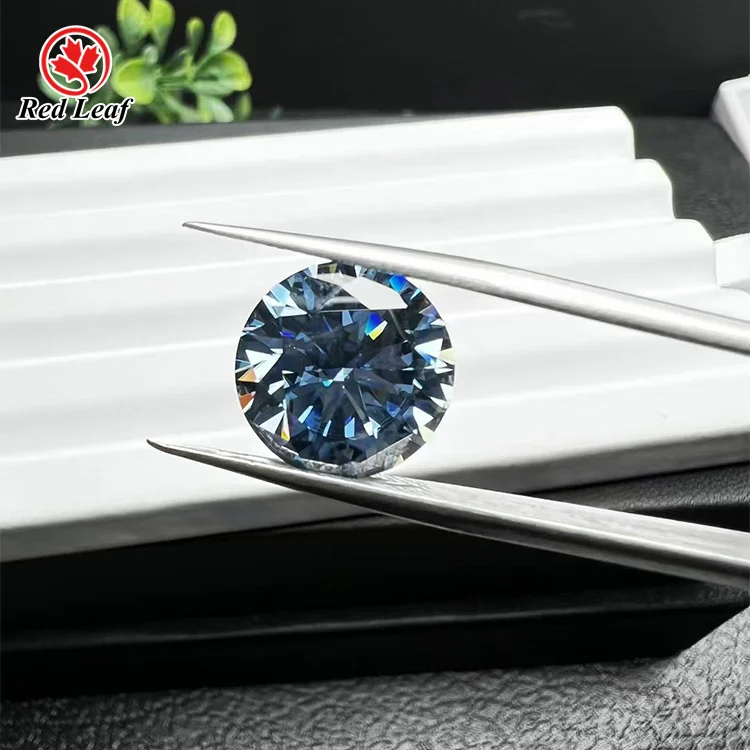 Redleaf Fashion Sapphire Blue Color VVS1 Moissanite GRA Certified Round Oval Emrald Square Pear Fancy Cut Synthetic Moissanite