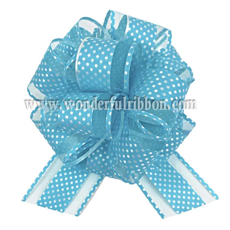 Hot Sell X-mas tinsel Party Decorations Organza Colorful Pull Bow Plastic Wrappers for box Packaging White Color PP Ribbon Bows