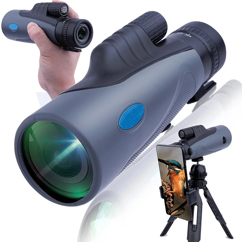 High Power 10-30x50 Zoom High List Monocular with Stabilized Tripod Carrying Case Cell Phone Adapter BAK4 Prism FMC Lens