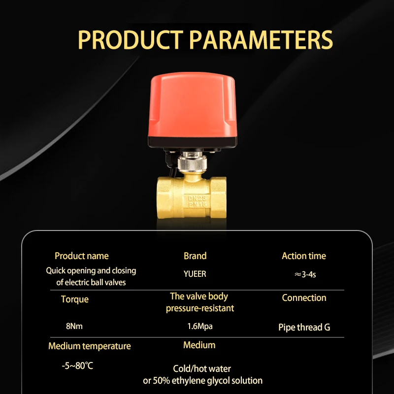 Customized DN25 quick opening and closing electric three-way ball valve normally closed threaded high flow brass valve for water