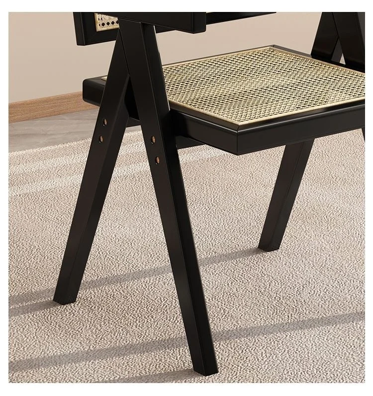 retro cane chair solid wood armchair household dining table chair simple courtyard backrest cane chair for living room custom