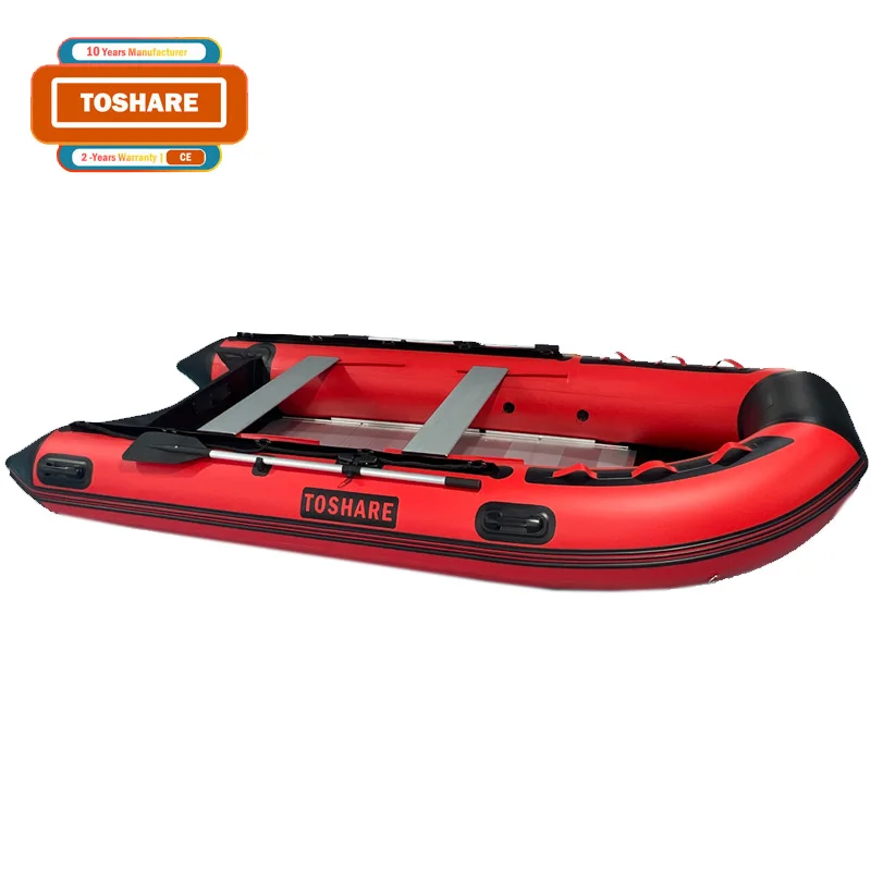 Toshare New Product Outdioor Custom 5m foldable aluminum floor PVC inflatable fishing boat Made In China