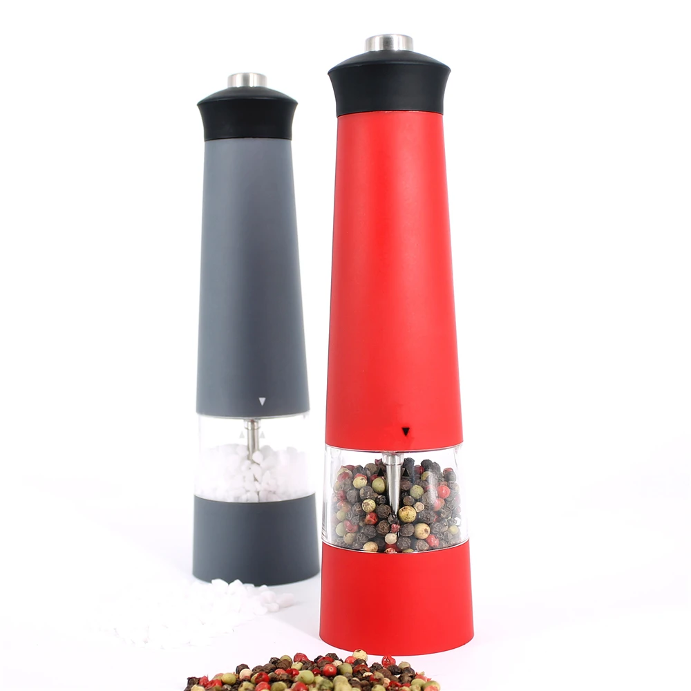 oukai electric salt pepper grinder with ceramic core in tower shape colorful body