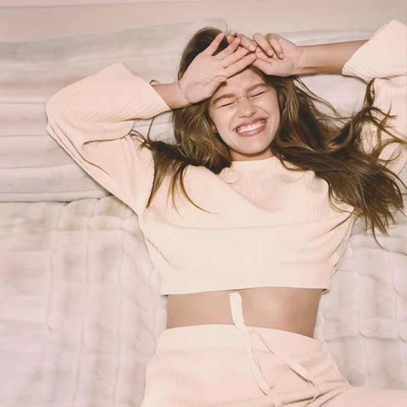 12GG Big Rib Fall Winter New Style Sweater Women Set Knitted Sweater And Pants Set with Wool Blend Sweaters Sets for Woman