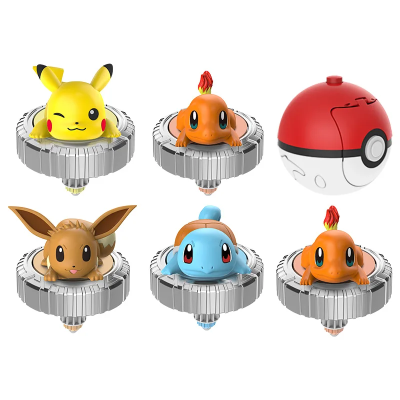 Pokemoned Spinning Top Toy Fantasy Pikachura Line Battle Rotating Disk Set Pikachu Action Figure