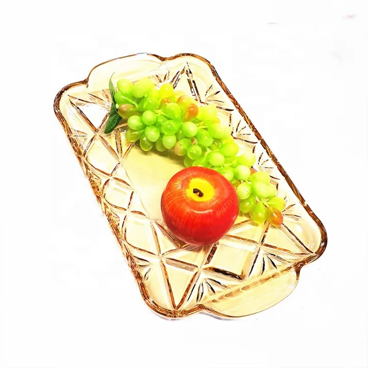 
Mini Perfume Tray Custom Custom Restaurant Food Service Coffee Glass Transparent Amber Fruit Tray 