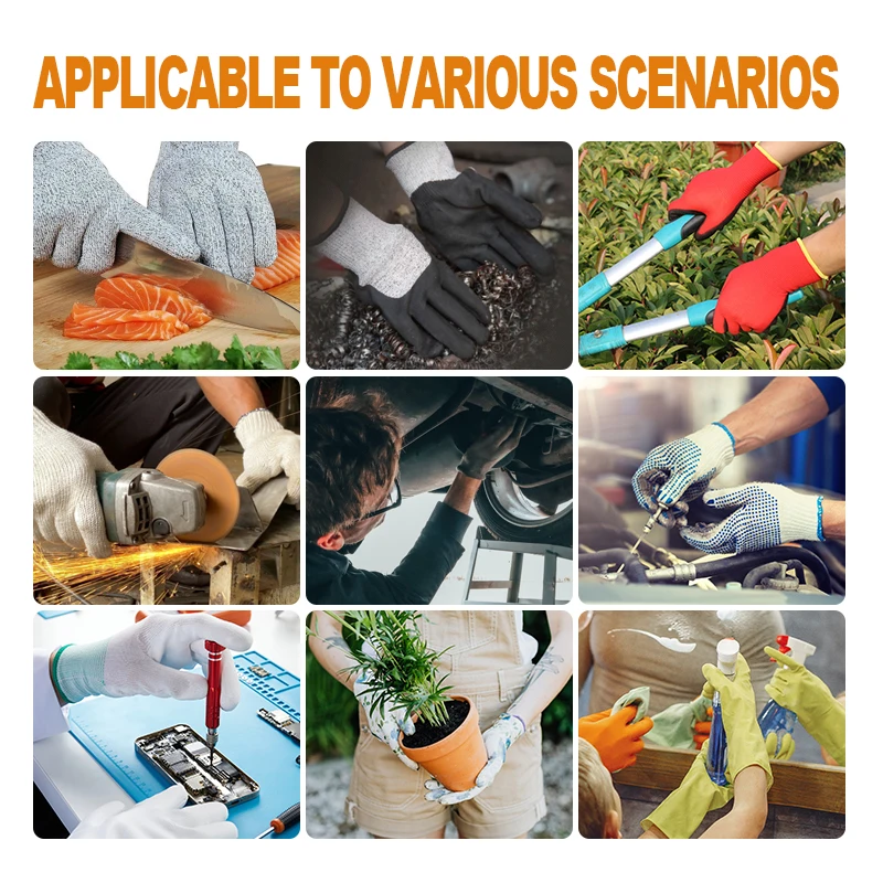 SunnyHope Hand gloves latex gloves wholesale rubber 7 Gauge with Solid latex coated on palm Elastic cuff gloves