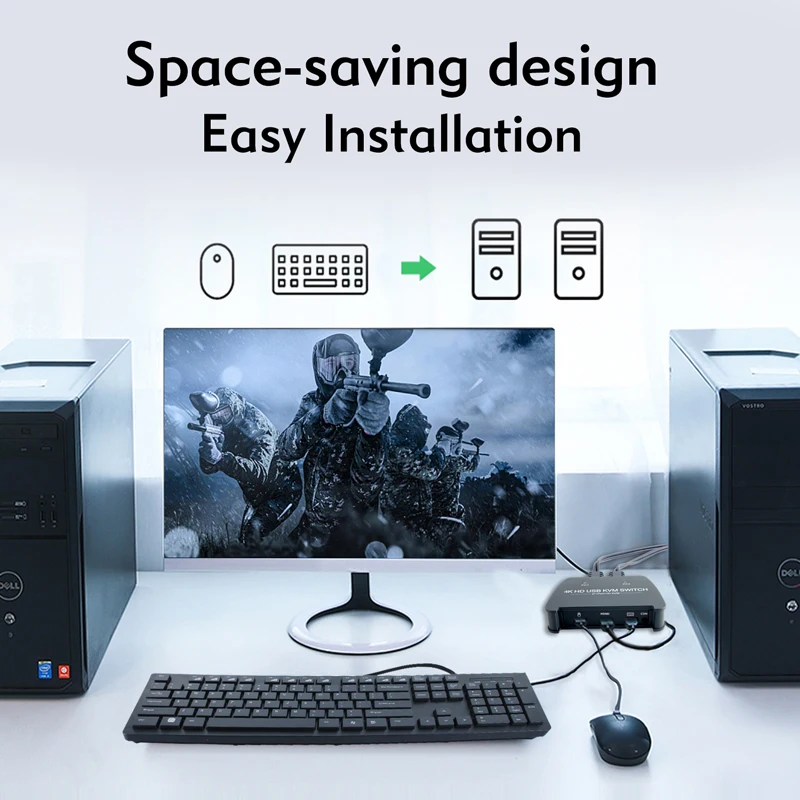 VCOM встроенный USB HDMI кабель 4K KVM переключатель с кнопкой переключения