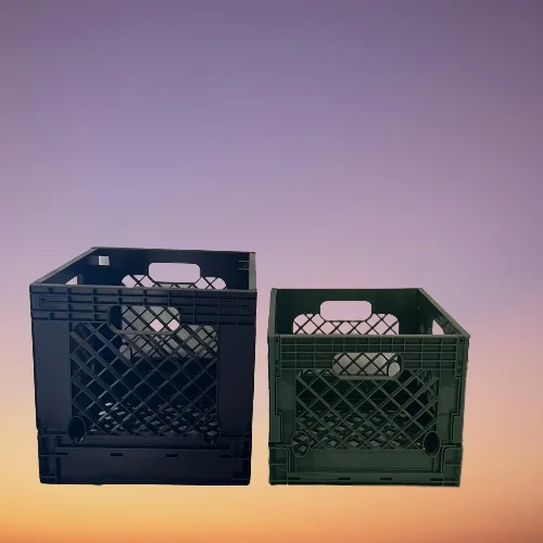 Promotional Easy Mobility Simple Rectangular Plastic Record Crates Wood Vinyl Record Storage Folding Crate