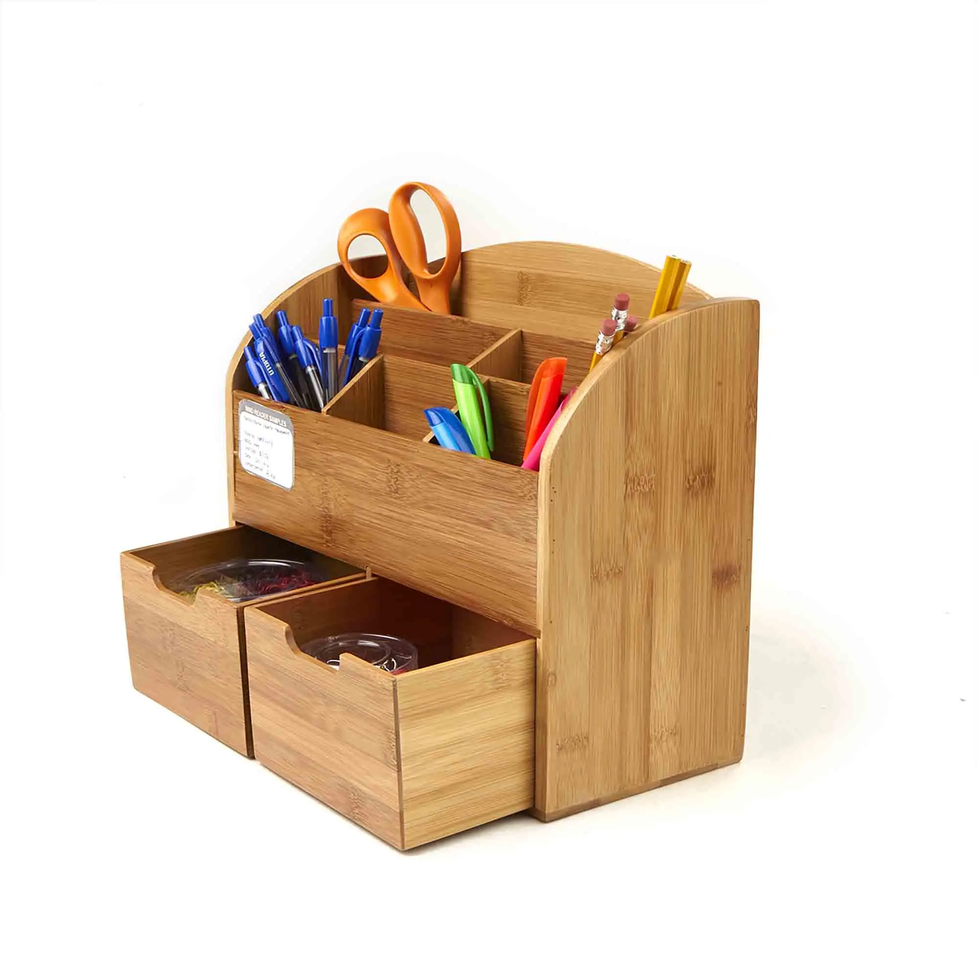 Mini Office Supply Desk Storage Accessories Convenient Portable Bamboo Wood Desktop Table Organizer With Small