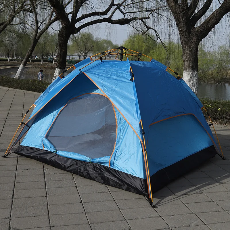 Outdoor Fully Automatic Double-Layer 2-4 Person Camping Tent One Bedroom Structure for Beach Tourism