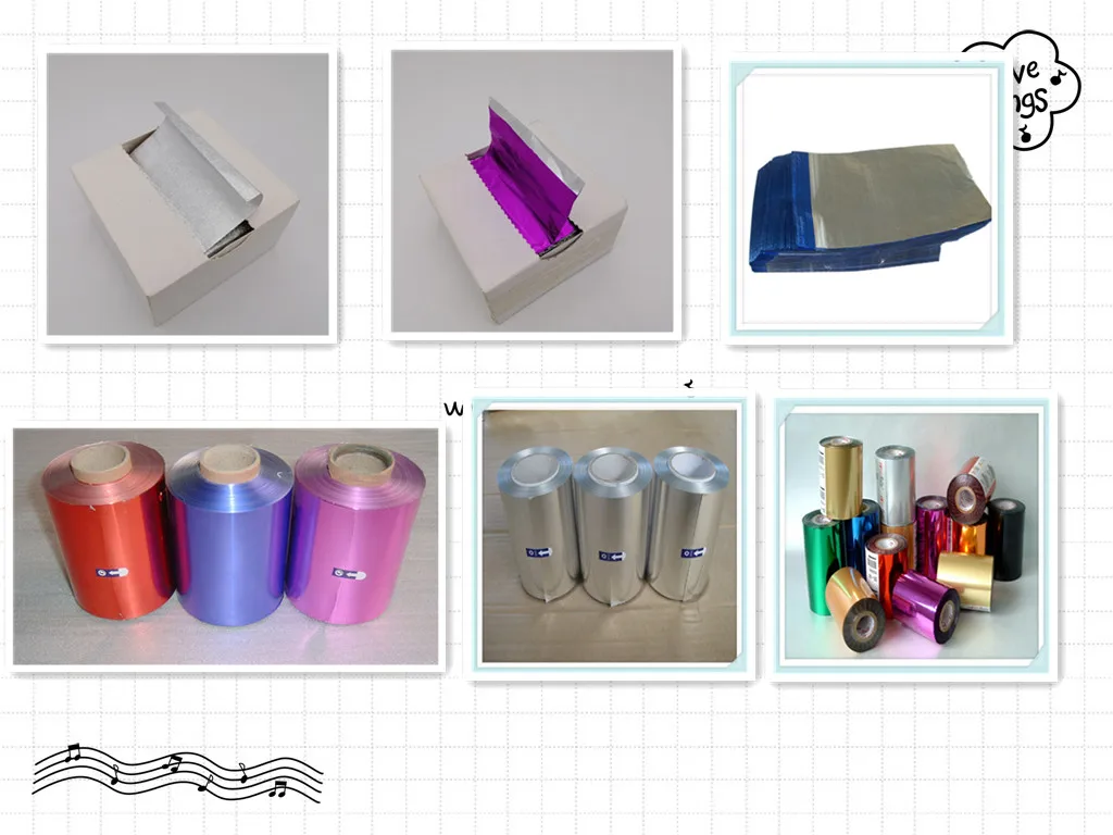 Customized embossed silver and colorful hair salon foil paper  hairdressing foil 5x11 pop up foil