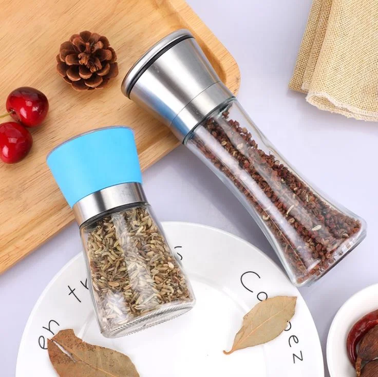 Регулируемая стеклянная мельница для соли и перца, банки для специй вручную