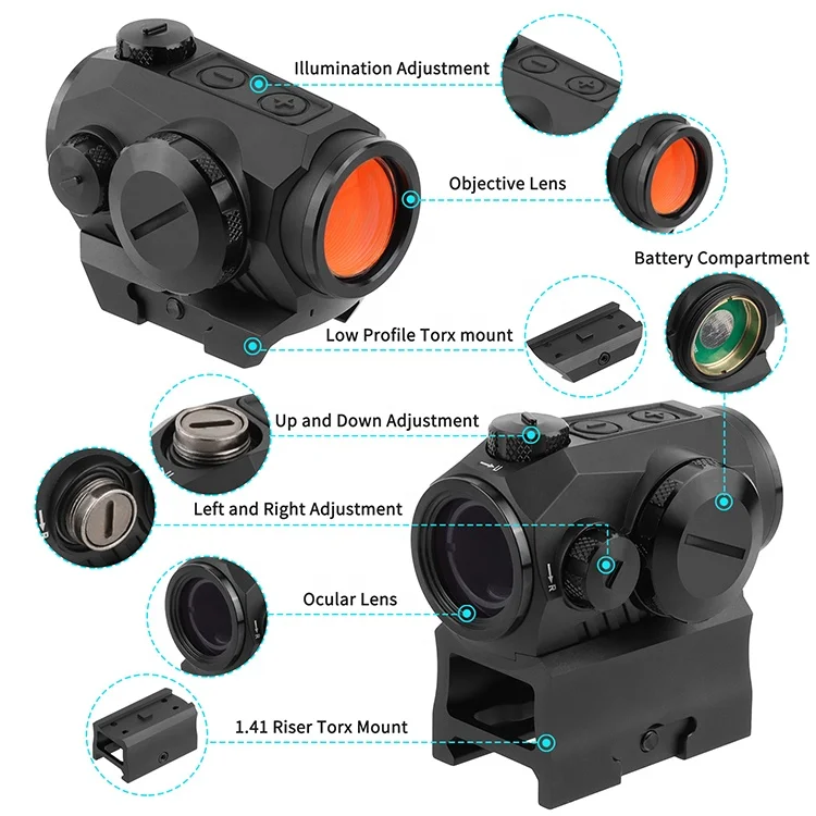 FOCUHUNTER 1X20mm Shake Awake Red Dot Sight IPX7 Waterproof Shockproof 850G Red Dot Sight Scope