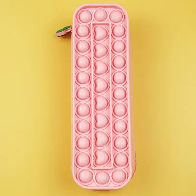 
2021 new style cute pop fidget pencil case with rainbow tie dye color,silicone puhs bubble popper fidget pen bag. 