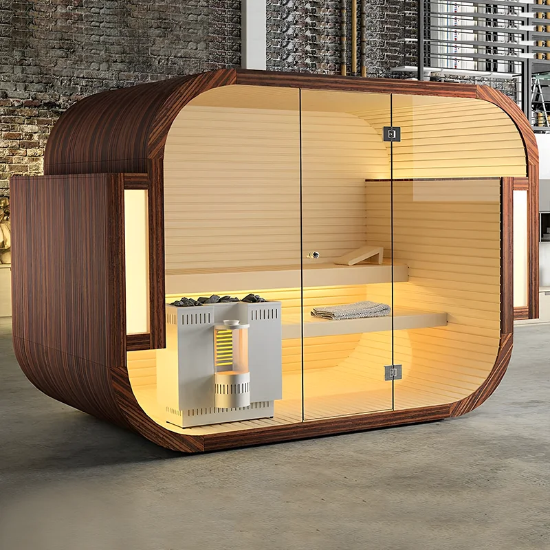 Customize 2-4 People Outdoor Wood Steam Sauna Room With Changing Rooms