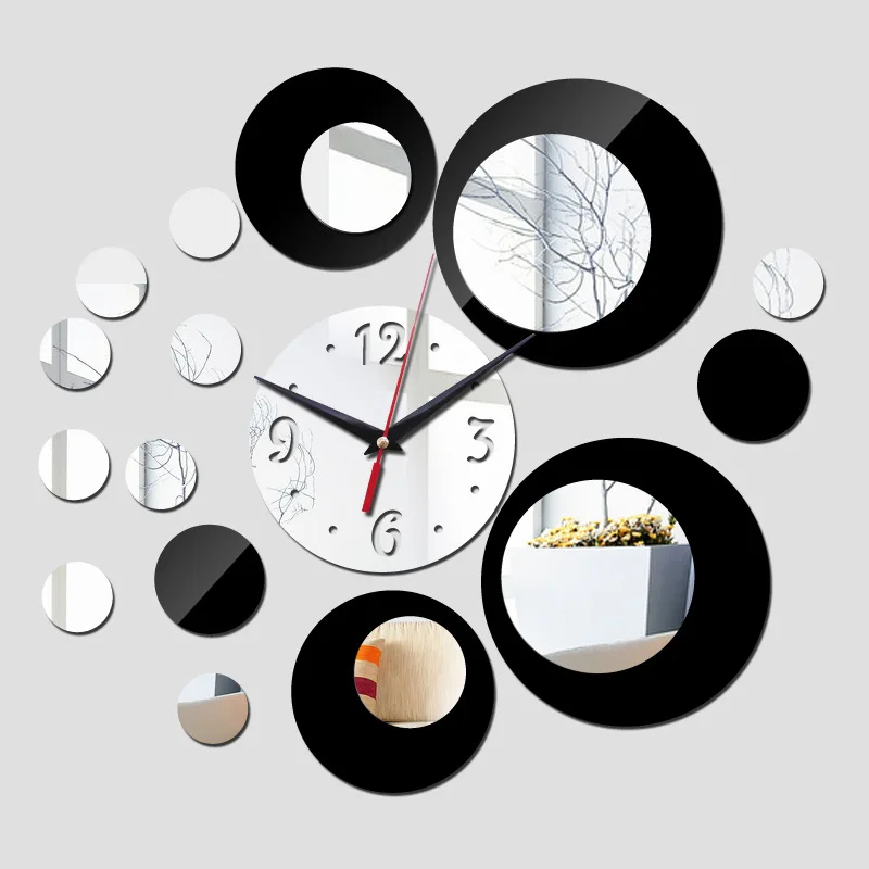 DIY home accessories Acrylic Creative Modern 3D Mirror Wall Stickers Luxury Design Wall Clock