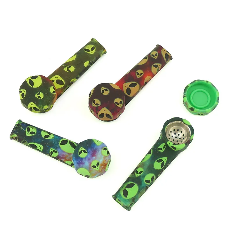 Hot Selling unbreakable  Colorful Multicolor  Silicone  smoking Pipe glass pipe metal bowl