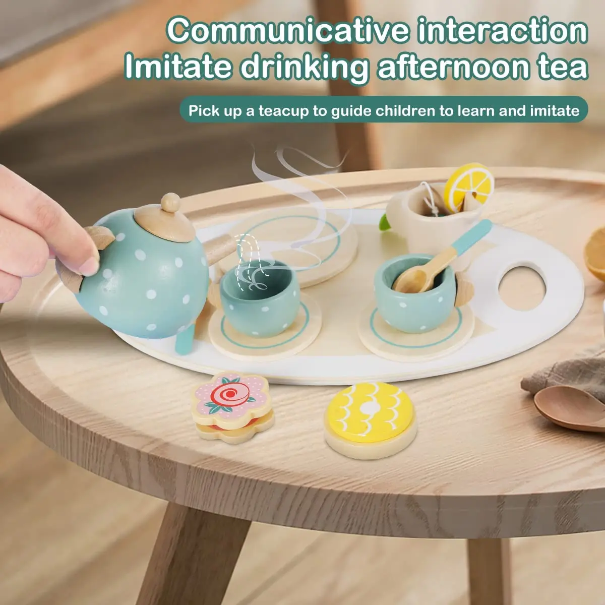 Wood Tea Establish, Kid Duty Play Educational Toys long lasting and also wear-resistant Wood Interactive Simulation Teacup