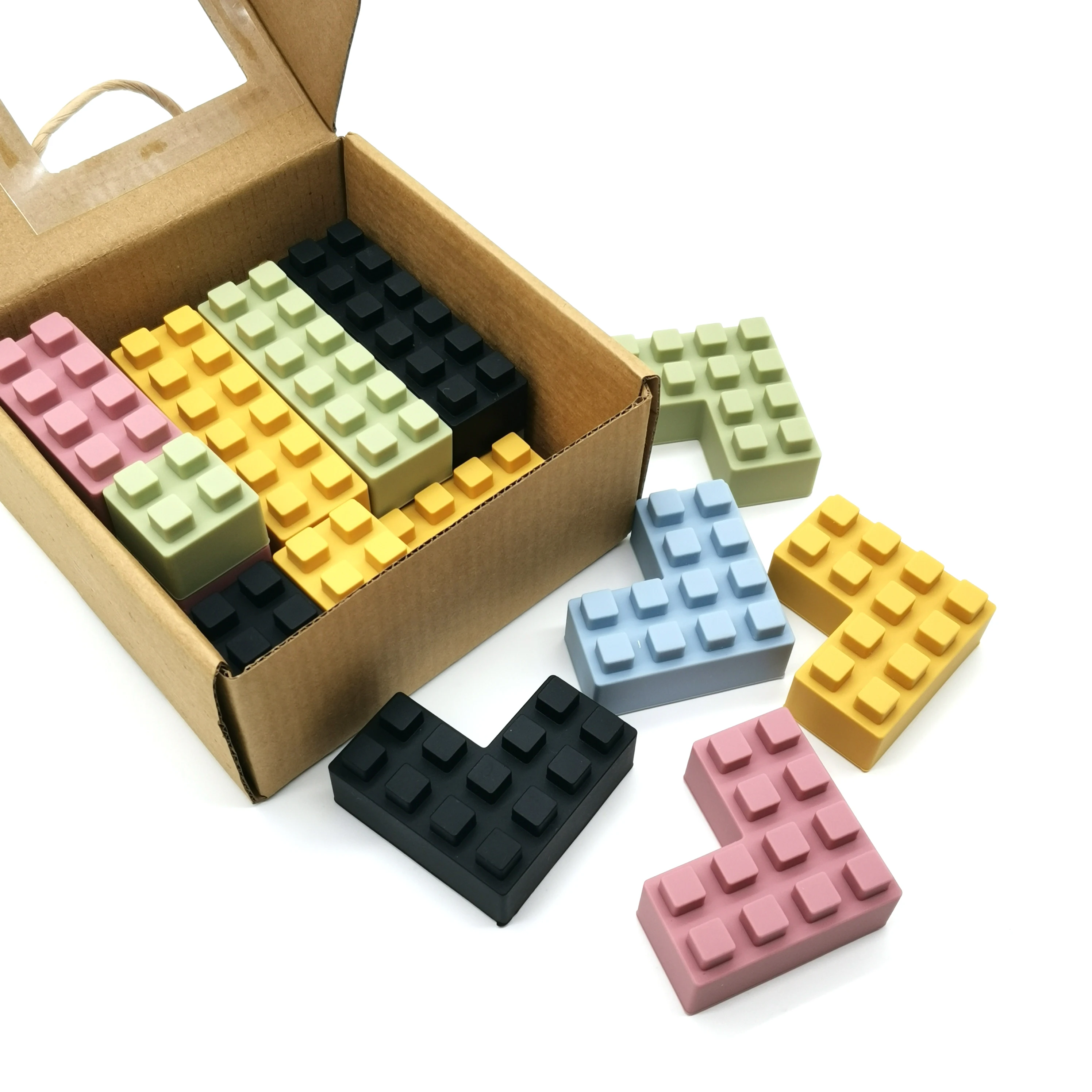 2024 Новая сенсорная игрушка Монтессори 20 шт. мягкие силиконовые строительные блоки для малышей