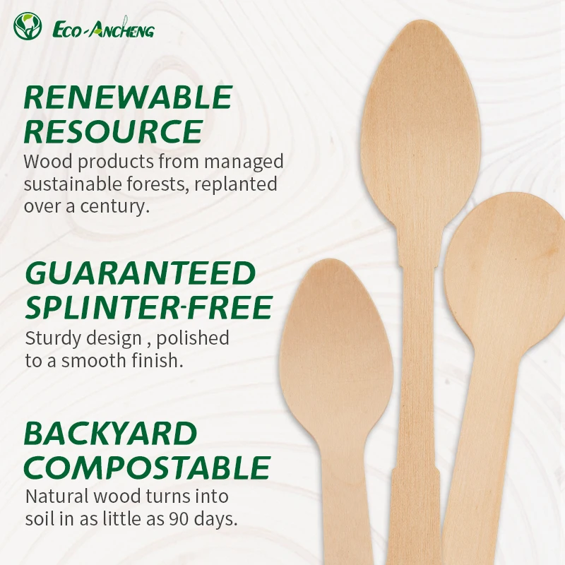 Degradable Natural Bulk Airline Kit Wooden Cutlery Cheap Wooden Spoons