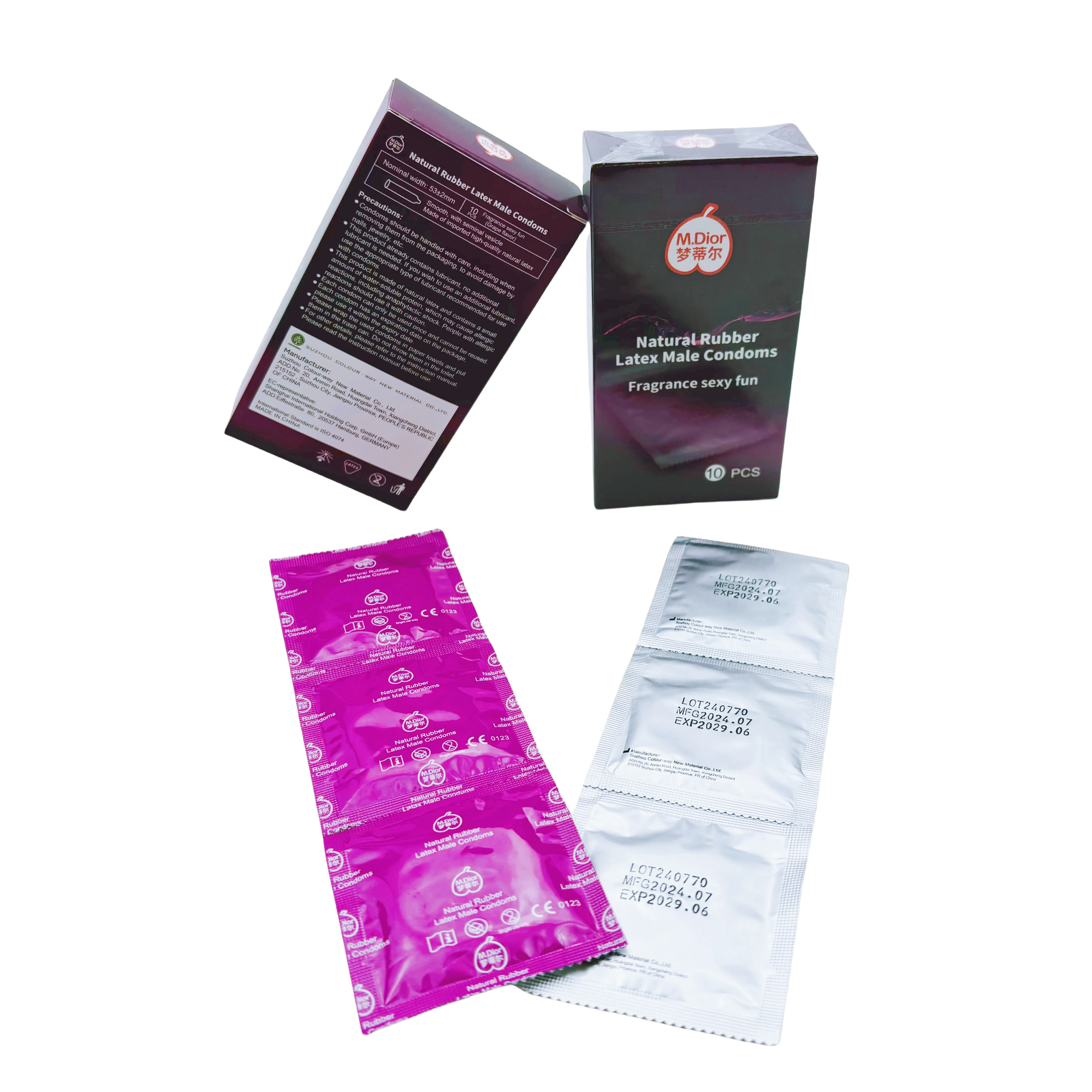 Fruit Scent Grape Flavor Condom For Men Sex Product For Couple Natural Rubber Latex Condom Silicone Condom With Lubricant