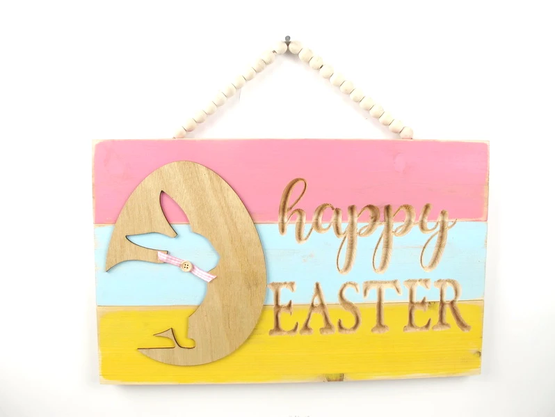 
Hot sale factory direct price easter decoration plaque wooden plaque letter 