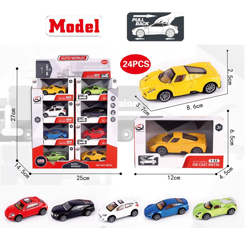 2022 Wholesale Kids Die Cast Vehicle Model Set pull back Friction Power Small Alloy Metal Car Toys Mini Pull Back Diecast Cars