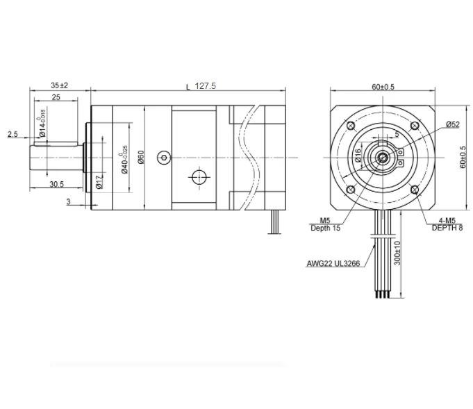 MOONS factory 6Nm nema 24 planetary gearbox stepper motor gear ratio 5 1 AM24HS2402-PG05