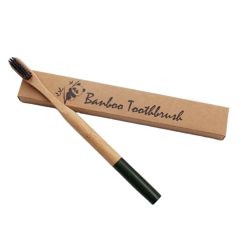 Charcoal Bristles With Paint Colorful Adult Bamboo Tooth Brush
