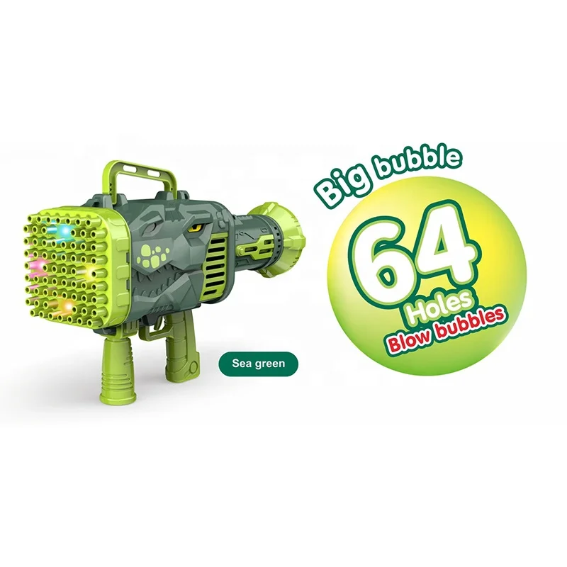 Electric 32-Hole Dinosaur Bazooka Bubble Gun Shoot Colorful Bubbles With Light Summer Indoor Outdoor Bubble Toys For Kids