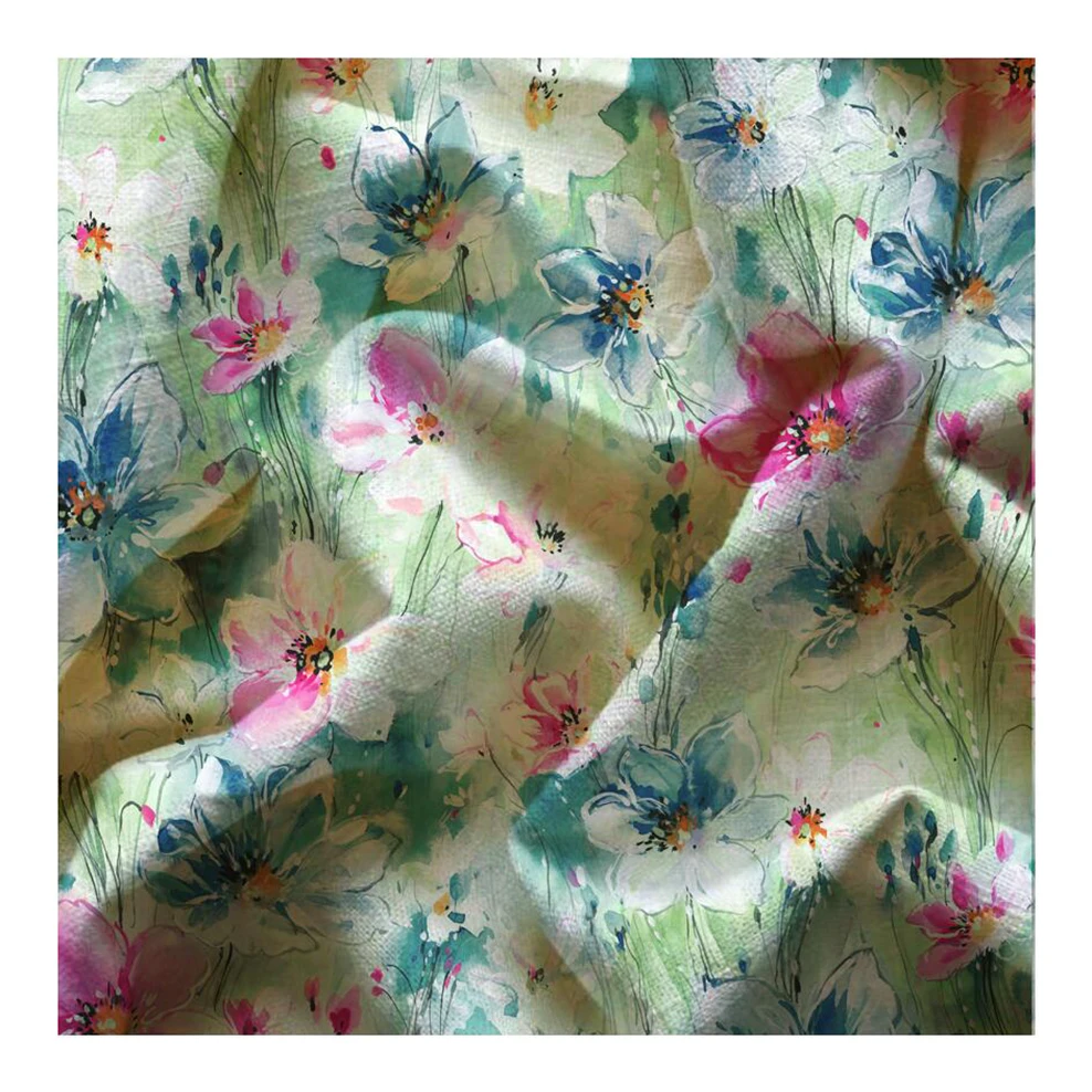 Pattern Custom Digital Printing Stonewashed Fabric The Factory Outlet Hand Drawing Flowers 100% Linen Woven Plain In-stock Items
